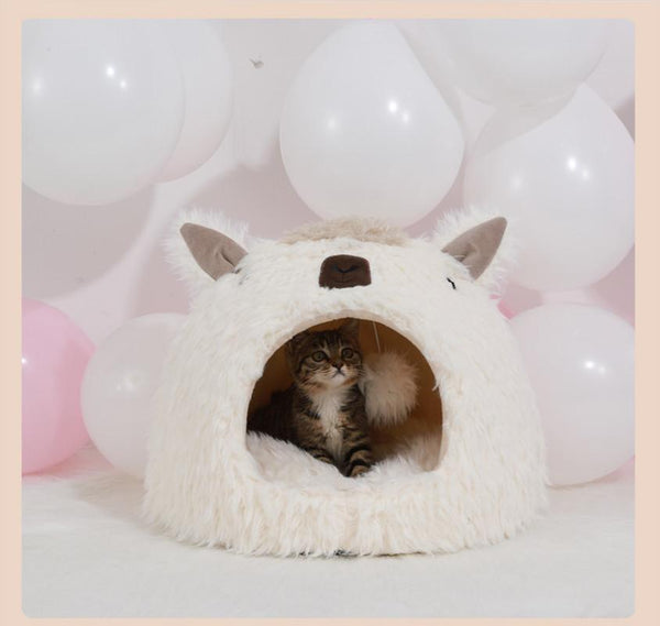 Plush Alpaca Cat Bed