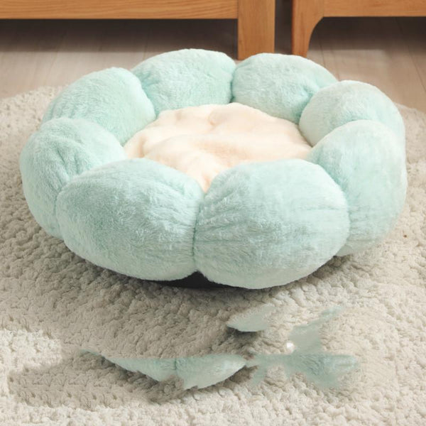 Plush Round Flower Shaped Pet Bed