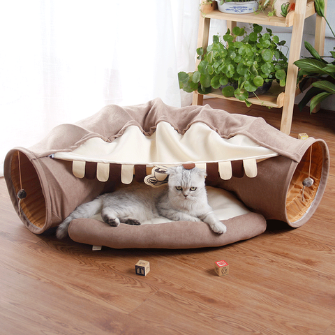 Collapsible Cat Bed with Tunnel