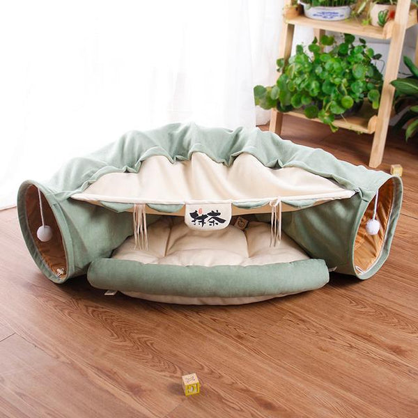 Collapsible Cat Bed with Tunnel