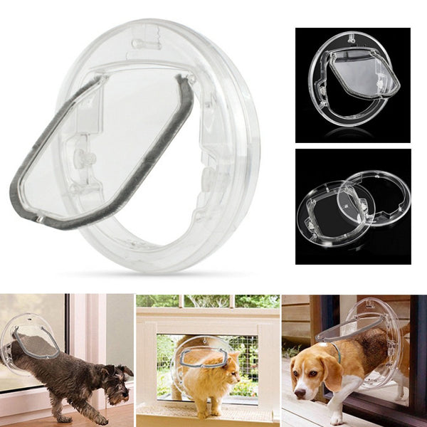 4 Ways Round Transparent Flap Pet Door