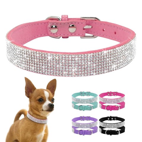 Crystal Rhinestone Reflective Dog Collar