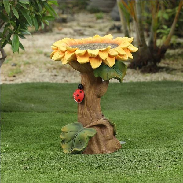 Resin Sunflower Bird Bath Bird Feeder Garden Statue