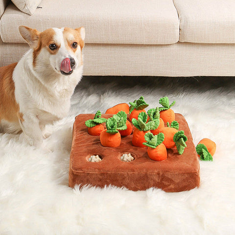 Interactive Carrot Plush Dog Toy