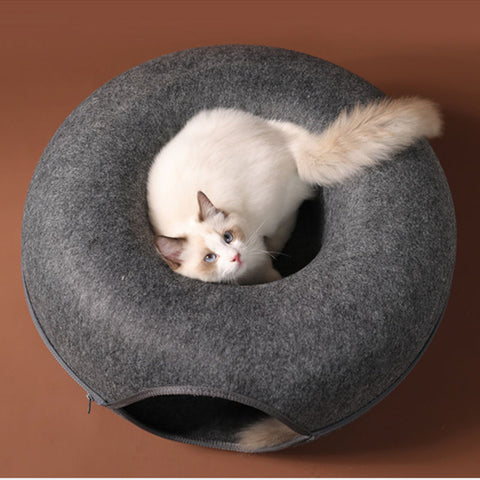 Donut Felt Cat Cave Pet Bed