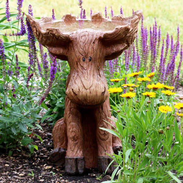 Resin Moose Bird Bath Bird Feeder