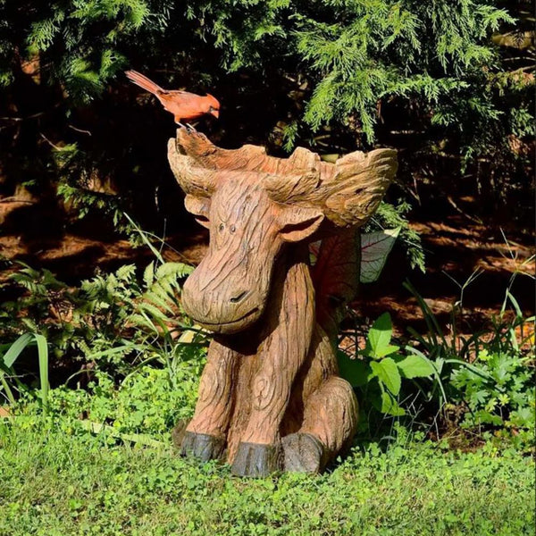 Resin Moose Bird Bath Bird Feeder